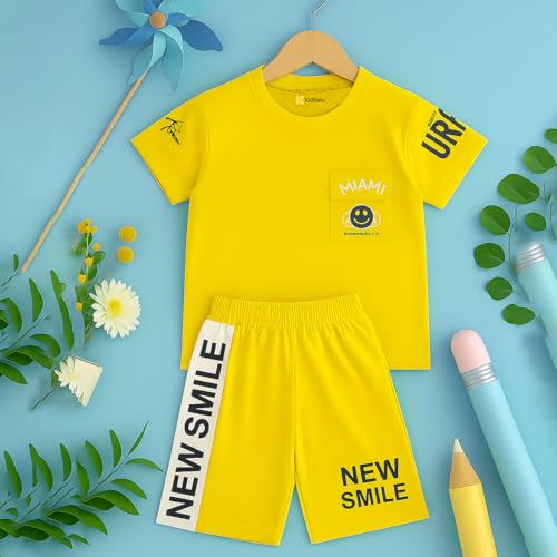 Image of Kidbea Kids Cotton T-Shirt and Shorts Set | Soft Breathable Co-Ord Outfit for Boys | Trendy & Stylish Summer Wear | Boys Clothing Set