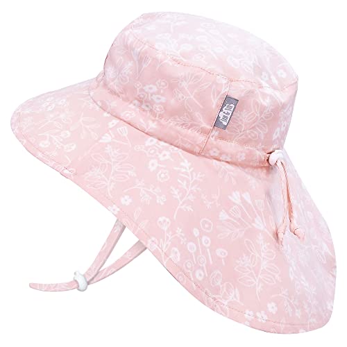 Jan & Jul Baby Sonnenhut für Mädchen mit UV-Schutz Reine Baumwolle (Prärieblumen, 0-6 Monate)