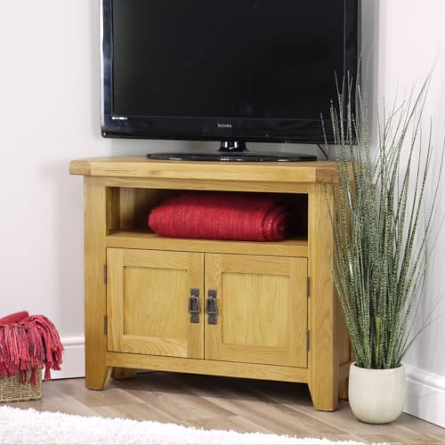 Arklow Oak Corner TV Unit | Storage Stand Fully Assembled Cabinet