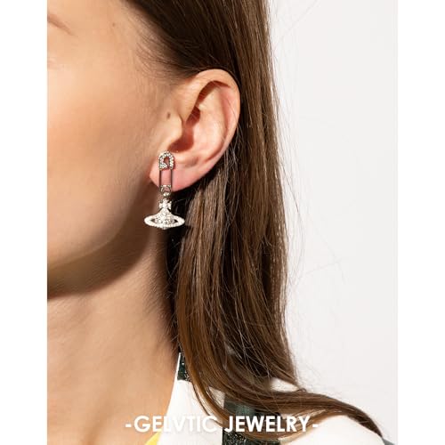 Saturn Earrings Statement Rhinestone Silver Space Dangle Earring for Women Men Pin Y2K Gothic Punk Stud Earth Drop Earrings Lover Couple Jewelry Valentine Christmas Gift4