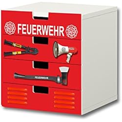 Cajones Stuva Ikea STIKKIPIX Bomberos Pegatinas Muebles | S4K20 | Adecuado para la cómoda con 4 cajónes STUVA de IKEA | (Mueble no Incluido)