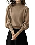 QiuDumo Petite Knit Going Out Tops Pullover Turtleneck Fashion Essentials Outfits Jersey Shirts Camel M