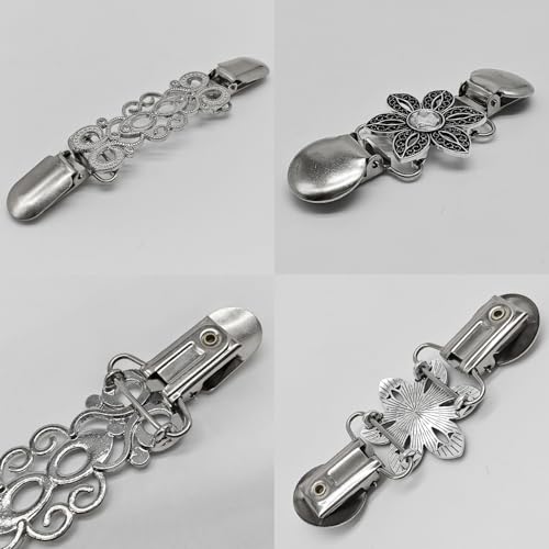 Image of 10Pcs Waist Brooch Pins Dress Back Clips T-shirt Tie Clips Waist Cincher Tightening Waistband Cardigan Clip Vintage Sweater Shawl Clips Decorated Safety Pins Collar Brooch for Women Girls Wearing