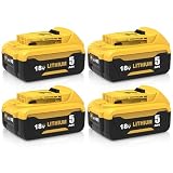4 Pezzi Ricambio per Dewalt Batteria 18V 5.0Ah DCB184 DCB180 DCB181 DCB182 DCB200 DCB201 DCB204 DCB107 DCB102 DCB104 Compatibili con gli utensili elettrici a batteria delle serie DCD/DCF/DCG