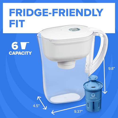 BRITA Small 6 Cup Water Filter Pitcher with 1 Elite, Reduces 99% of Lead, Made Without BPA, White (Package May Vary)