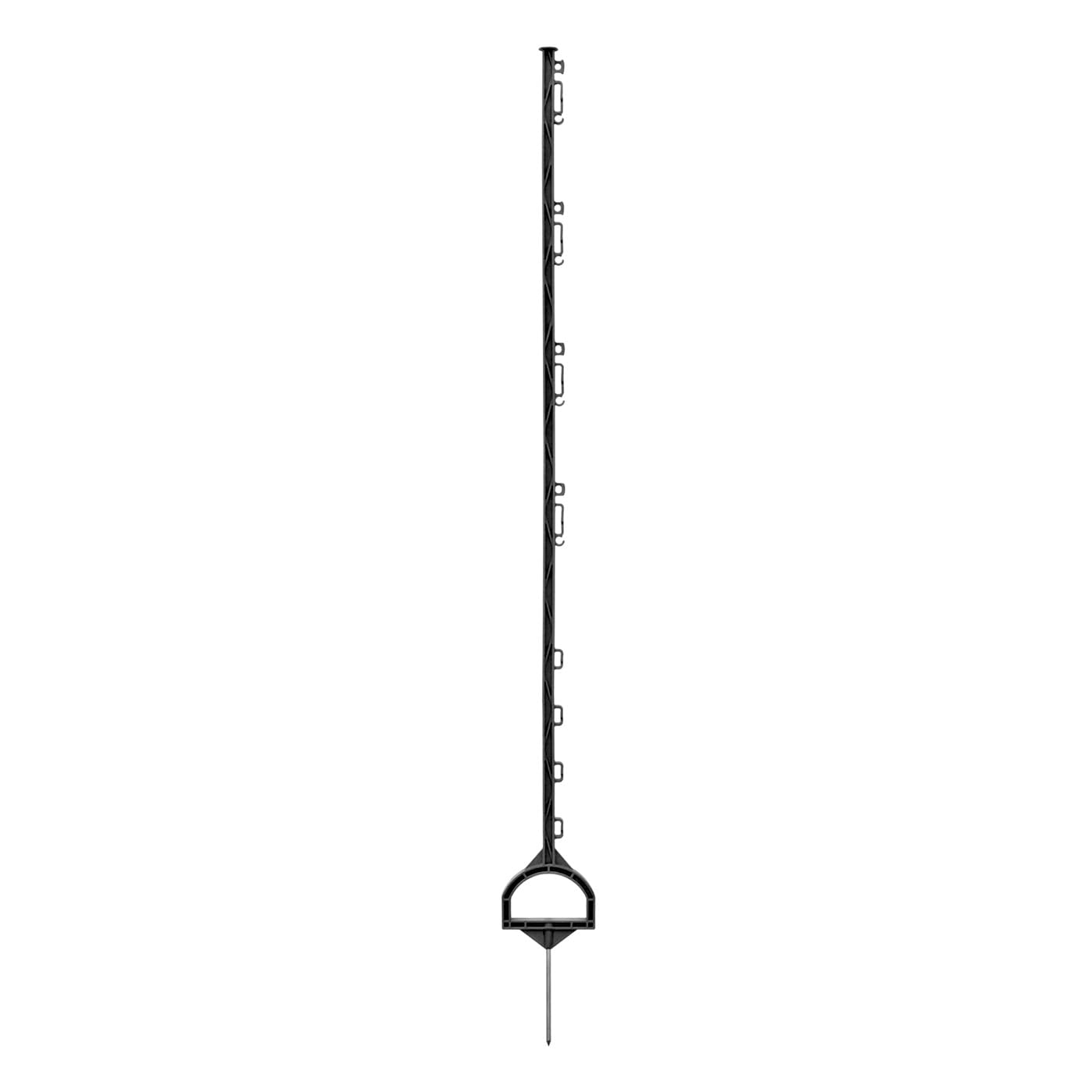 VOSS.farming 20x Steigbügelpfahl 156cm, Kunststoffpfähle, glasfaserverstärkt, schwarz, mit Ösen für Band und Seil