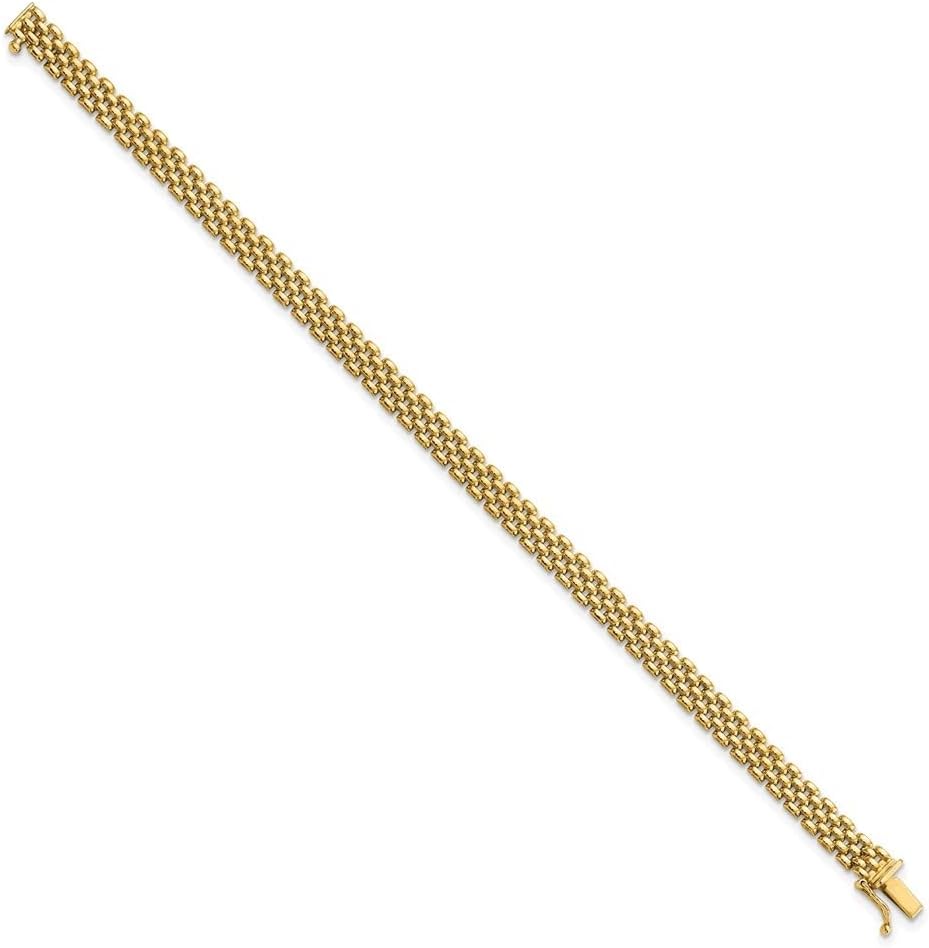 14k Yellow Gold 6mm Panther Link Bracelet 7.5' Gift for Women, AFJ-QG-FB1930-7.5