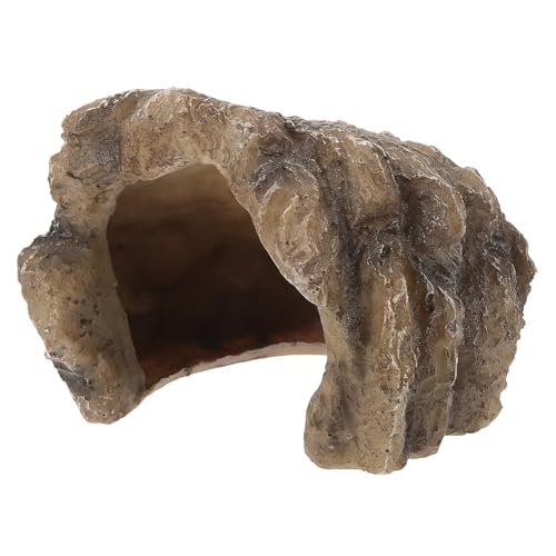 POPETPOP Hideout Tortoise Hide Snake Terrarium Reptile Cave Resin Rock Basking Platform Easy to Clean