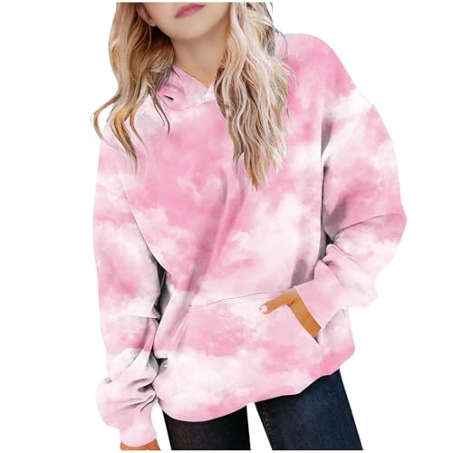 Tie Dye Hoodies for Boys Girls Trendy Preppy Hooded Sweatshirts Oversized Long Sleeve Gradient Shirts with Pockets