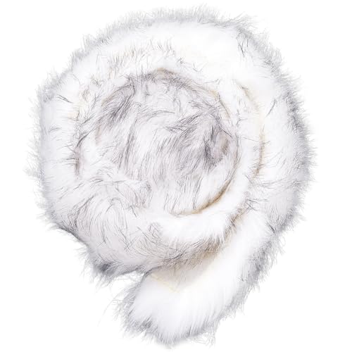 GORGECRAFT 180x7-13cm Faux Fur Roll Classic Hood Trim for Women White Shaggy Artificial Wool Fabric Precut Fluffy Plush Craft Fur Strips for Down Jacket Hood Replacement Winter Collar Wrist Cuffs DIY