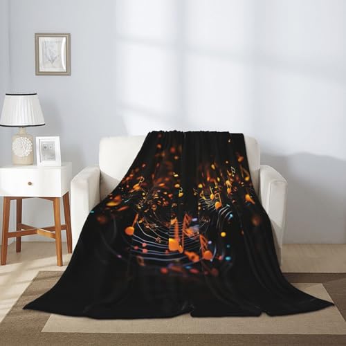 Couverture flanelle notes de musique pour cocooning sur canapé et lit - 3