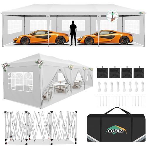 COBIZI 10x30 Pop up Canopy Tent for Parties with 8...