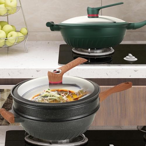 Wok de aluminio fundido con antiadherente y tapa, 12.6 pulg miniatura 5