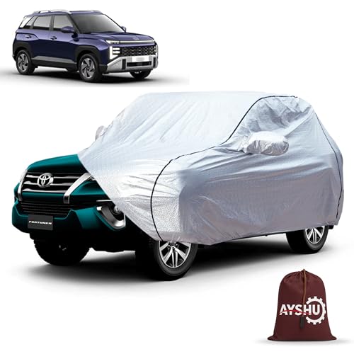 Image of AYSHU Waterproof Car Cover Compatible with Hyundai Venue | Mirror & Antenna Pocket | Anti-Scratch Soft Cotton Inner Layer | Triple Stitched | Heat Resistant Metallic Silver | All-Weather Protection