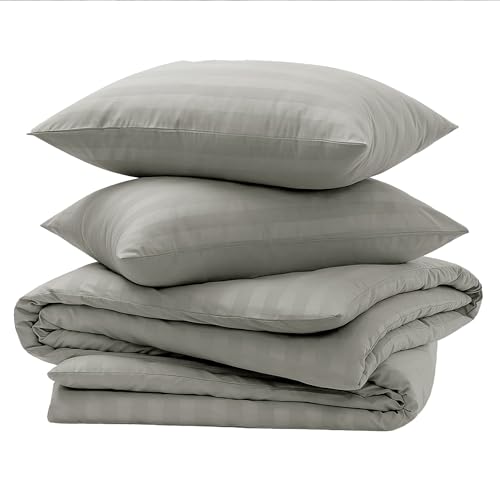 Parure de lit en satin douce et anti plis pour lit super king size gris - 5