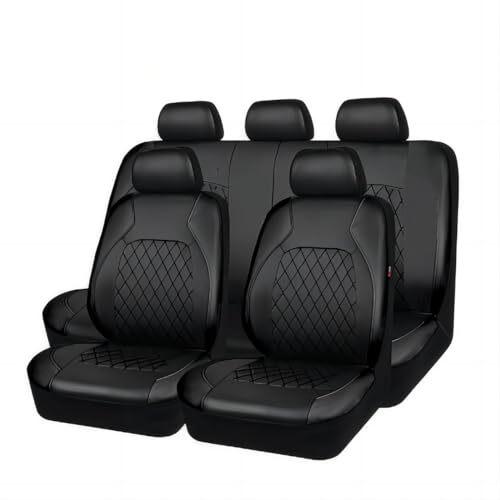 OKMNJHY 9 Piezas Fundas Asientos Coche, para Citroen Berlingo Multispace 2008 2018 Cuero Protector Cubreasientos Impermeables Cómodo Seat Cover Interior Accesorios,B/9pcs Set Black