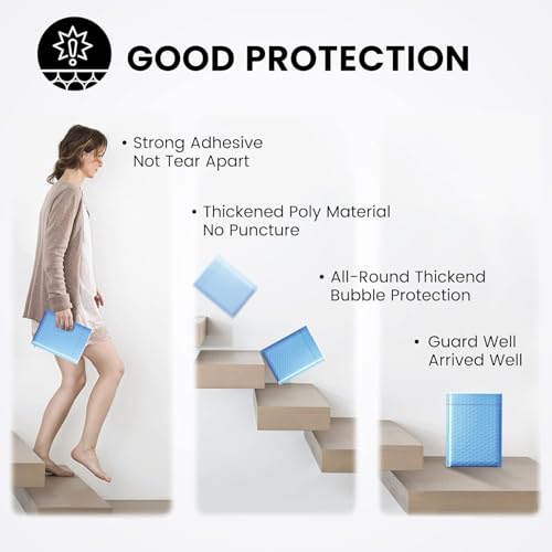 Image of Fuxury Bubble Mailer 6x10 inch 600 Pack Light Blue,Self-Seal Adhesive Packaging Bags, Waterproof Poly Bubble Mailers Bulk, Mailing Evenploves Packaging For Jewelry, Cards, Makeup, CD, Small Business #0