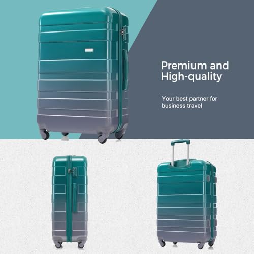 Luggage Sets New Model ABS Hardshell 3pcs Clearance Luggage Hardside Lightweight Durable Suitcase sets Spinner Wheels Suitcase with TSA Lock 20''24''28'' (Dark Green)4