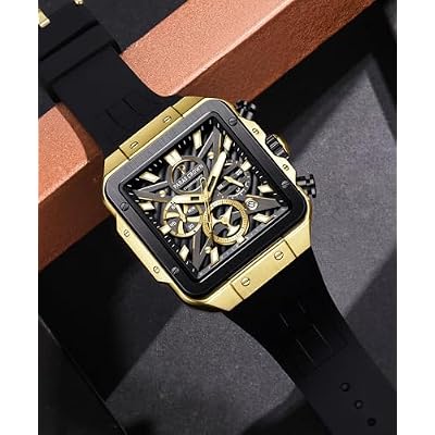 Paras Crown Watches for Men Luxury Fashion Analog 50M Waterproof Sports Watch with Tonneau Dial Luminous Quartz Business Wrist Watch