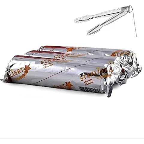 3 Rolls of Starlight Charcoal Instant Burn Incense with Tong 3 Aluminum foil Wrapped Rolls of 10 charcoals Each, for a Total of 30 charcoals (33MM) Cover