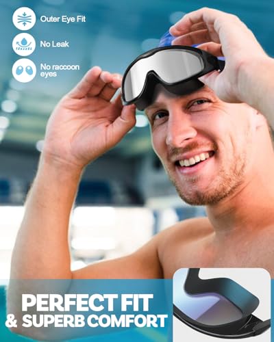 Image of Swim Goggles 2 Pack, Wide View Anti Fog&UV Swimming Goggles for Audlt, No Leak Pool Beach Essentials for Men Women