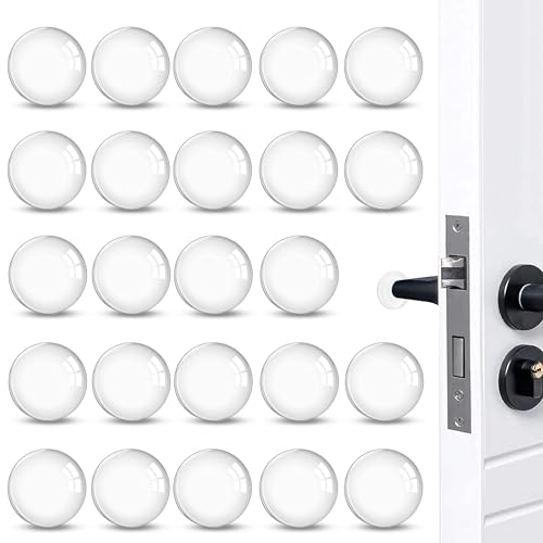 Topes de Puertas para Pared, Muebles, Baños (Pack 24 Unidades) - Amortiguadores Adhesivos - Protector de Pared Transparentes - Tope de Puerta 20mm