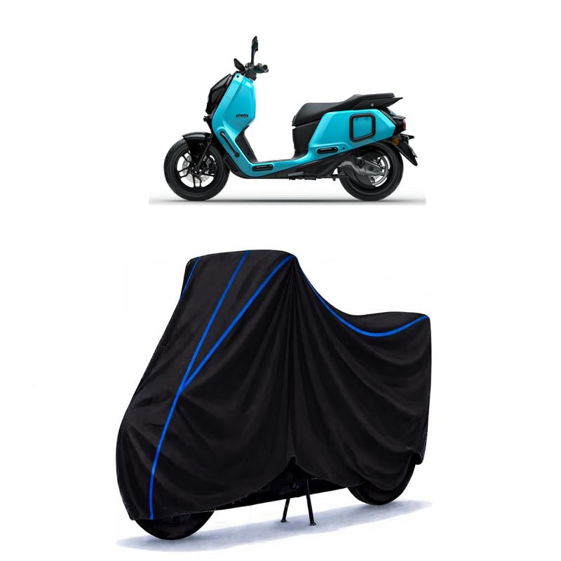 Image of Scooty Cover Water Resistant for River Indie | Universal Scooter & Bike Cover | Heavy Duty UV Dust, Rain & Scratch Protection Weather Indoor Outdoor | Black with Blue Piping
