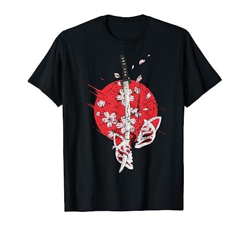 Japon Anime Masque Kitsune Style Samurai Oni Monster T-Shirt