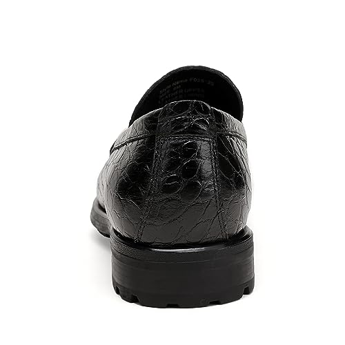 Image of Luxury Leather Dress Shoes for Mens, Fashion Crocodile Printed Thick Sole Slip on Loafer Shoes for Gentleman, Business