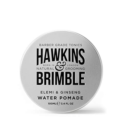 Hawkins & Brimble Strong Hold Hair Pomade for Men, 100ml Water-Based Formula, All Day Firm Hold with Natural Shine, Elemi & Ginseng Scent, Vegan, Easy Wash, Grooming Styling Cream Clay