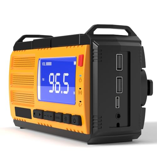 Greethga Handgedraaide generatorradio met digitaal display en multifunctionele 10000 mAh noodradio met USB-opladen, eenvoudig te gebruiken - Afbeelding 5