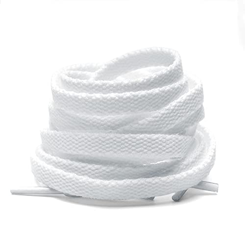 Hantoc 3 Pares Cordones Planos para Zapatillas, Cordones para Zapatos - Anchura 8 mm - Blanco Cover