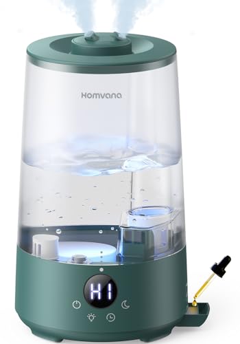 Homvana Umidificatore per camera da letto, 3,6 l, 360° Cool Mist 34H, durevole, silenzioso, 16 dB (SilentSpary), piccolo, cameretta dei bambini, senza BPA, diffusore di aromi per piante, luce notturna
