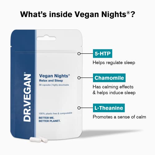 DR.VEGAN Vegan Nights Sleep Supplement, Nootropic Sleep Aid for Men and Women with 5-HTP, Magnesium, L-Glycine, L-Theanine and L-Tyrosine, 30 Supplements - Image 4