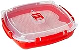 Sistema Microwave Collection Plate with Removable Steaming Rack, Large, 44.6 oz./1.3 L, Red