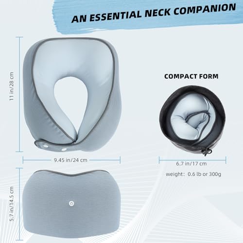 Crisonky Travel Neck Pillow - Compressible Medium Firm Memory Foam Pillow with 2-in-1 Silky Washable Pillowcase, Carry Bag Included, Ideal for Airplane, Car, Home, and Office,Travel Essential. - Image 4