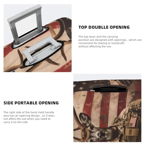 Patriotic Deer Soldier Salute Travel Luggage Covers - Elasticity Suitcase Covers Protector for Luggage 18-32 Inch4