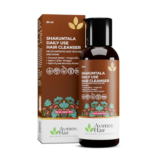 Image of Avimee Herbal Shakuntala Daily Use Hair Cleanser | For Silky Hair | With Aloe, Apple Cider, Rice & Keratin Protein | Sulphate & Paraben Free Shampoo For Men & Women | 50 ml