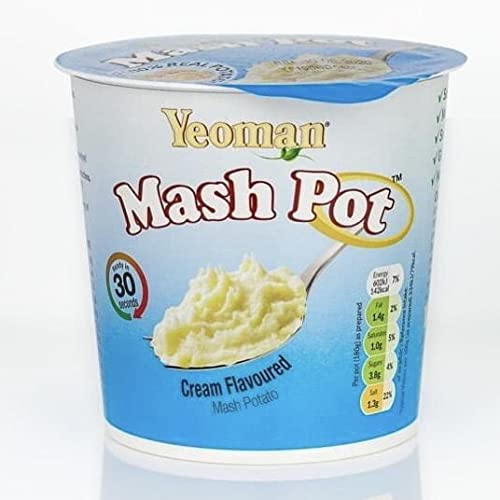 Cream Flavoured mash Potato, Gluten Free, Yeoman mash Potato, Cook in 30 Second, Vegetarian, Good Meal (Pack of 24)