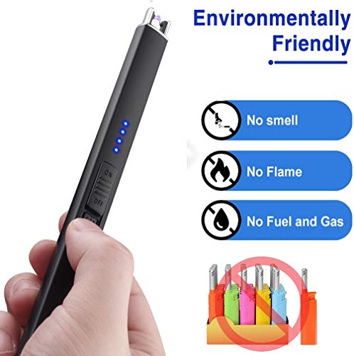 Candle Lighter, Electric Rechargeable Arc Lighter, USB Lighter with Safe Button, Birthday Candles Sparklers, No Fuel Needed, Perfect for Grill Kitchen BBQ Camping - Thumbnail 4