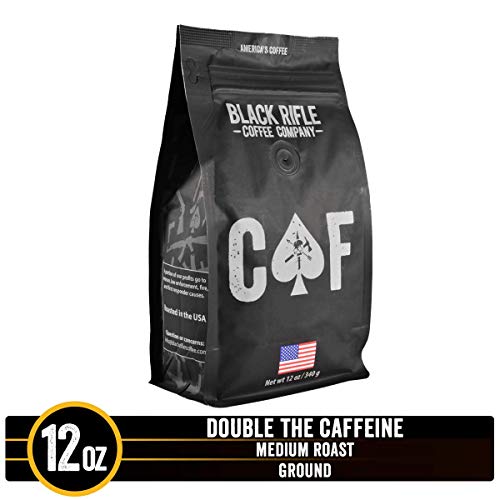 CAF Caffeinated As [Redacted] Medium Roast Extra Caffeine Ground Coffee by Black Rifle Coffee Company | 12 oz Bag of Premium Gourmet Specialty Coffee | Perfect Coffee Lovers Gift