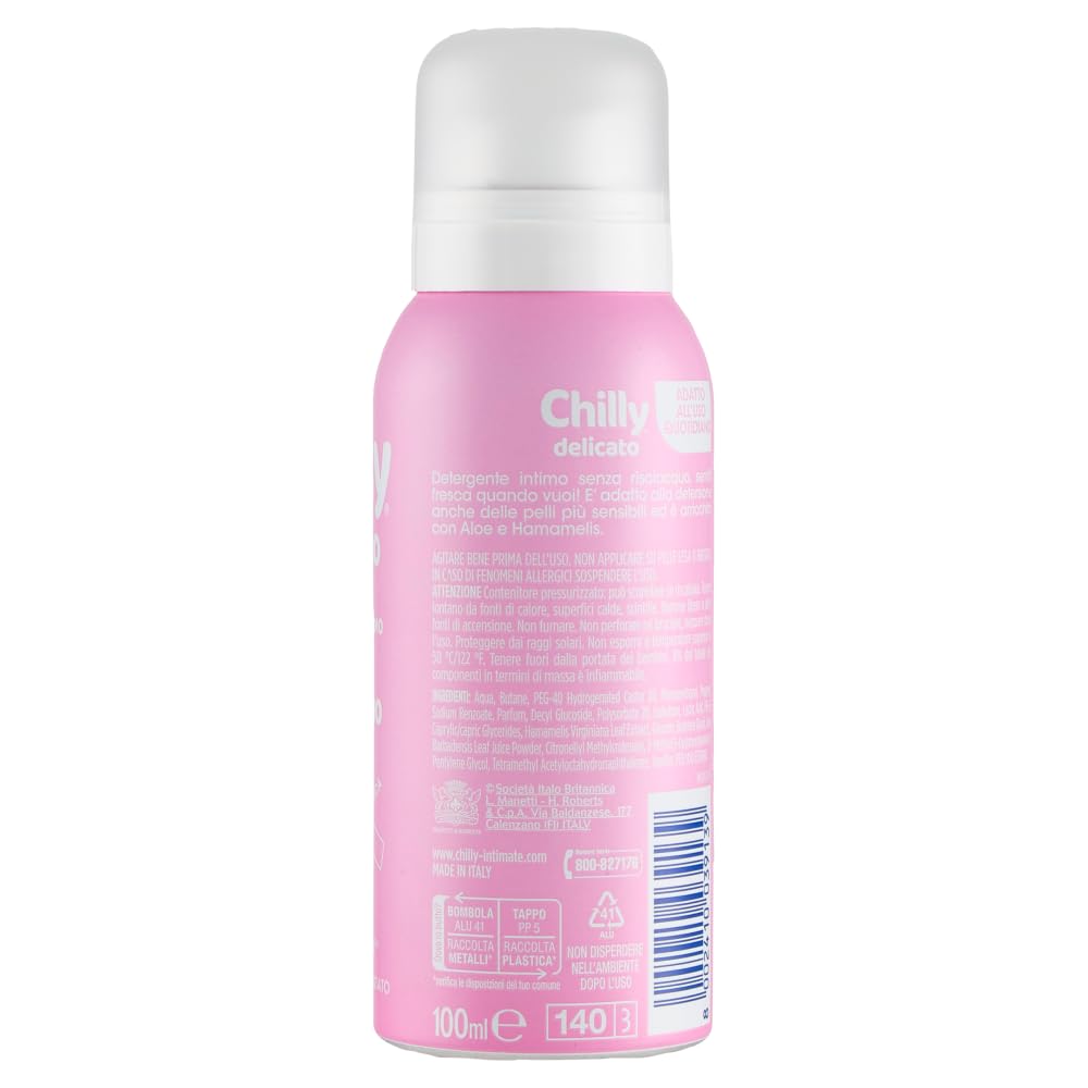 12 detergenti intimi Chilly senza risciacquo Delicato – Utilizzare su carta igienica – Adatto per pelli sensibili da 100 ml + portachiavi Beni Culinari gratuito