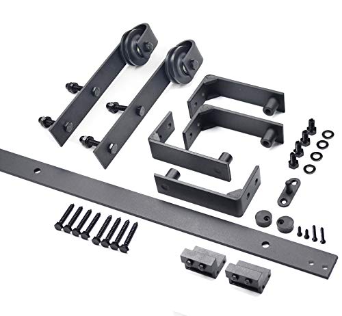 Diyhd 67Inch Sliding Hardware Straight Roller Bracket Barn Door Track, 5.5Ft, Ceiling Mount Kit #TOP2