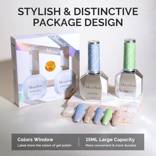 Image of MelodySusie Thick Gel Nail Polish Set- 2 Pcs 15ML Baby Blue & Macaron Green Gel Polish Set Soak Off UV LED Christmas Gift for Women Nail Art Manicure Salon DIY Nail Design Decoration at Home