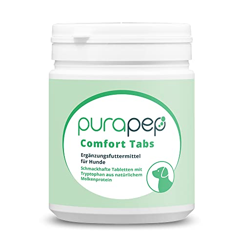 purapep Comfort Hunde Tabs – Natürliches Beruhigungsmittel mit Tryptophan, Magnesium & B Vitaminen – Ideal bei Stress, Angst & Silvester – Für entspannte Hunde in jeder Situation | 120 Tabs