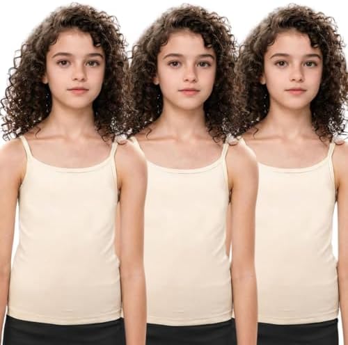 Adira | Camisole for Girls | Beginners Cami for Puberty | Flat Padding for Nipple Coversage | Confidence for School & Home | Stretchy Cotton | Girls Slip | Pack of 3