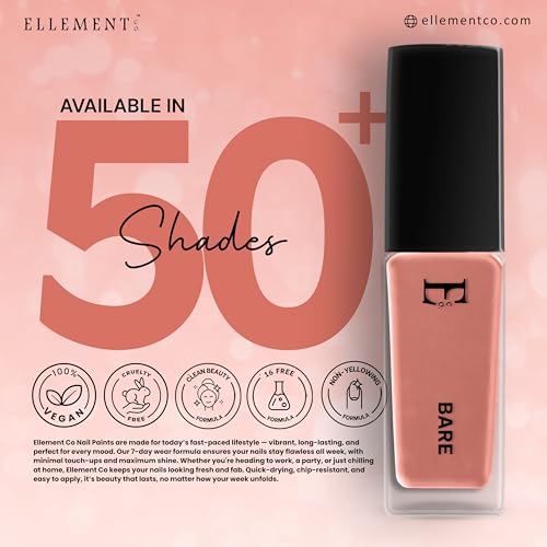 Image of BARE Vegan Nail Polish Nude Brown Color | Long Lasting Chip Resistant Formula | Quick Dry Glossy Finish | Non Toxic & Cruelty Free Nail Paint for Women | 10 ml