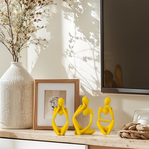 Set de 3 Estatuas Pensador Amarillo para Decoración miniatura 4