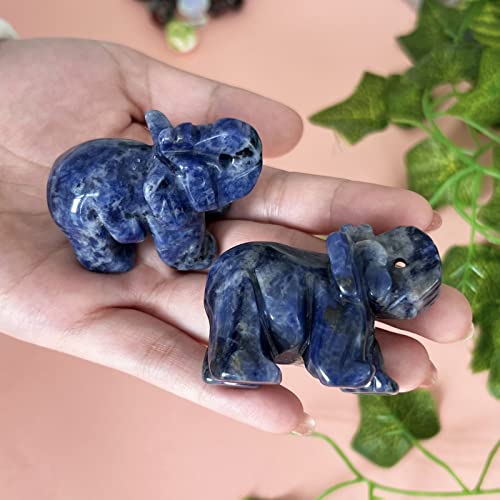 XIANNVXI Sodalite Crystal Elephant Ornament Figurine Statue Blue Elehphant Blue Ornament Decor 1.5" Cute Good Luck Gifts - Image 3