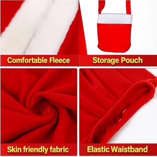 Image of PoPo Toys Santa Claus Costume for Christmas Children 9-13 Years| Red Santa Suit with Fur Trim, Belt, Hat & Beard | Fleece, Faux Fur | Xmas Party & Fancy Dress Outfit Size 4
